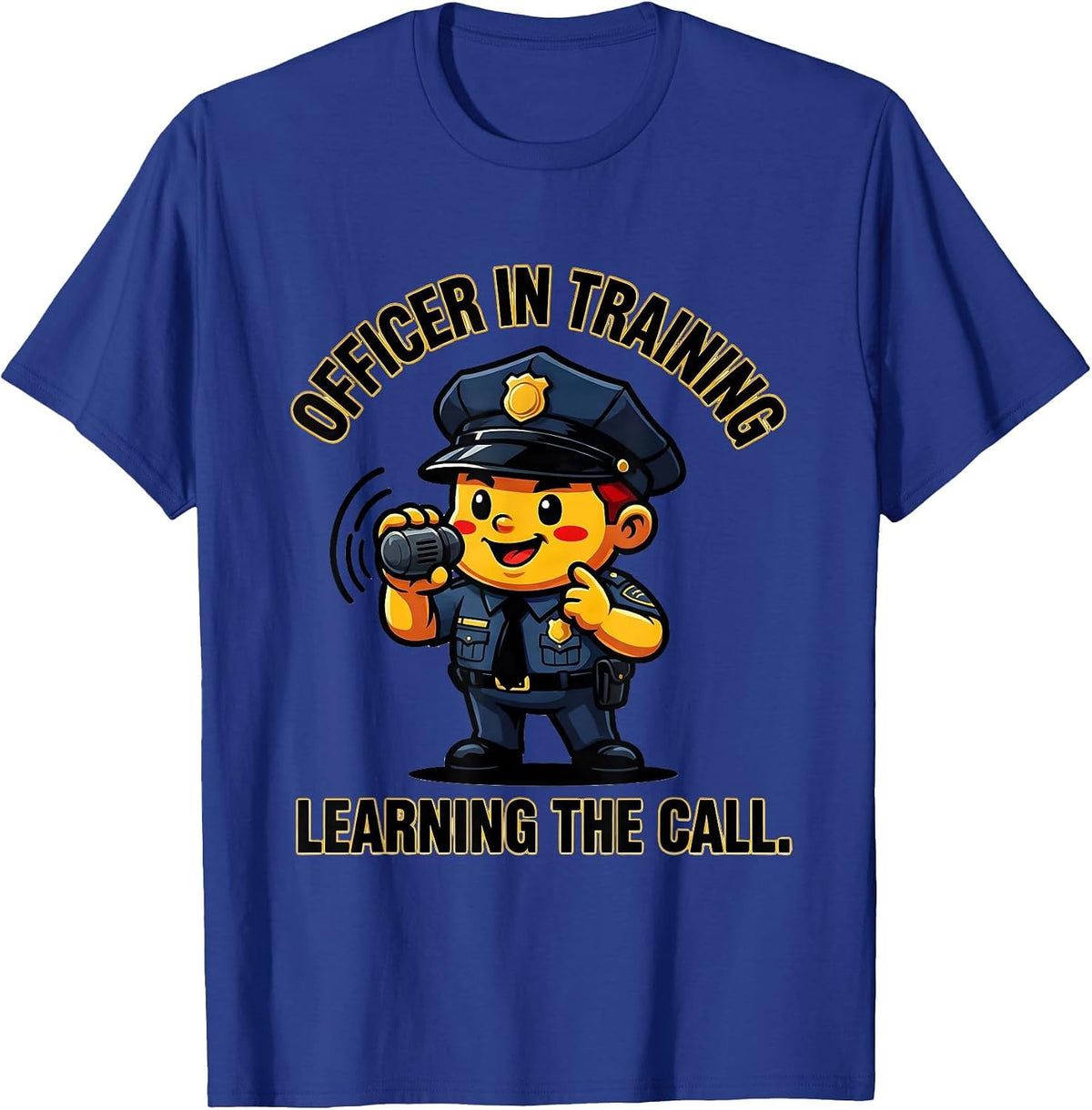 Men's Officer In Training Learning The Call Cartoon Police Officer T-Shirt - Royal Blue