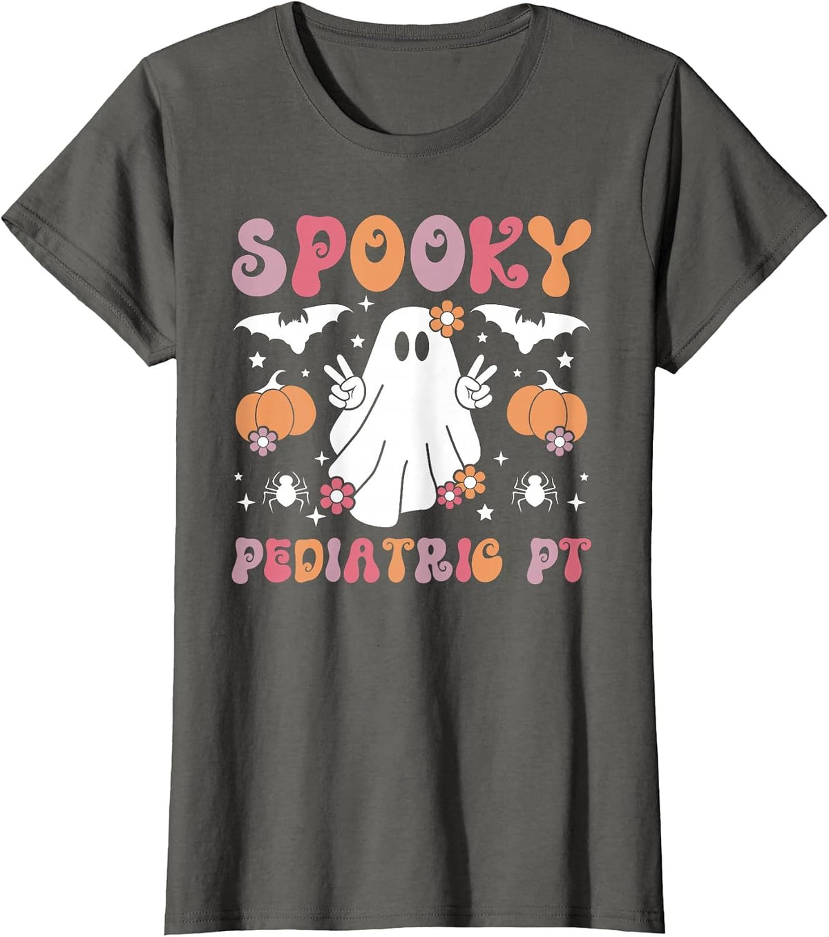 Spooky Pediatric PT Halloween Pediatric Physical Therapist T-Shirt - Asphalt Grey