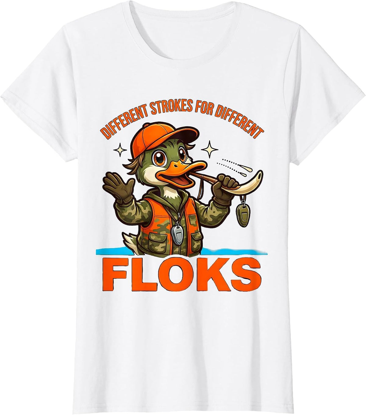 Women's DIFFERENT STROKES FOR DIFFERENT FLOКS Funny Duck Hunter T-Shirt - White