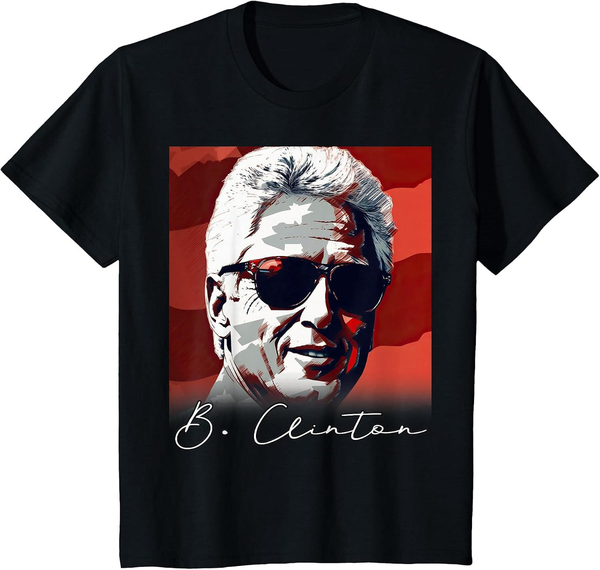 Portrait Bill Clinton President Patriotic T-Shirt - Black
