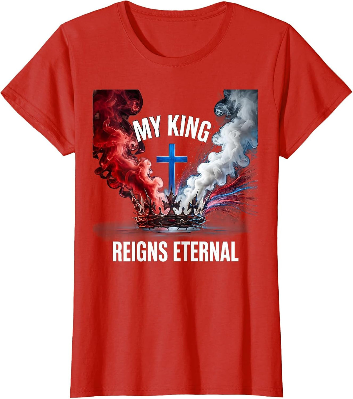 My King Reigns Eternal Christ Is King Design T-Shirt - Red