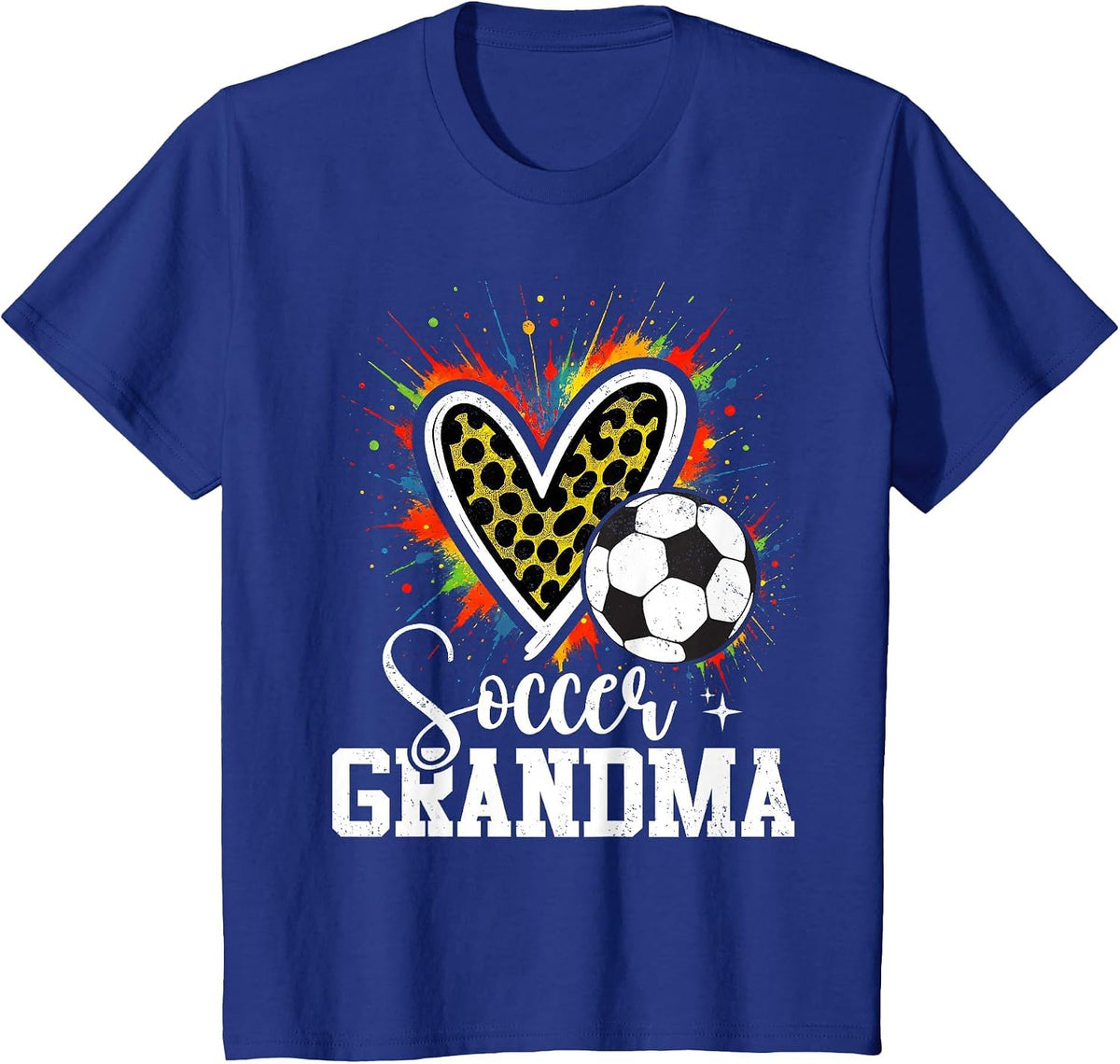 Soccer Grandma Leopard Heart T-Shirt - Royal Blue