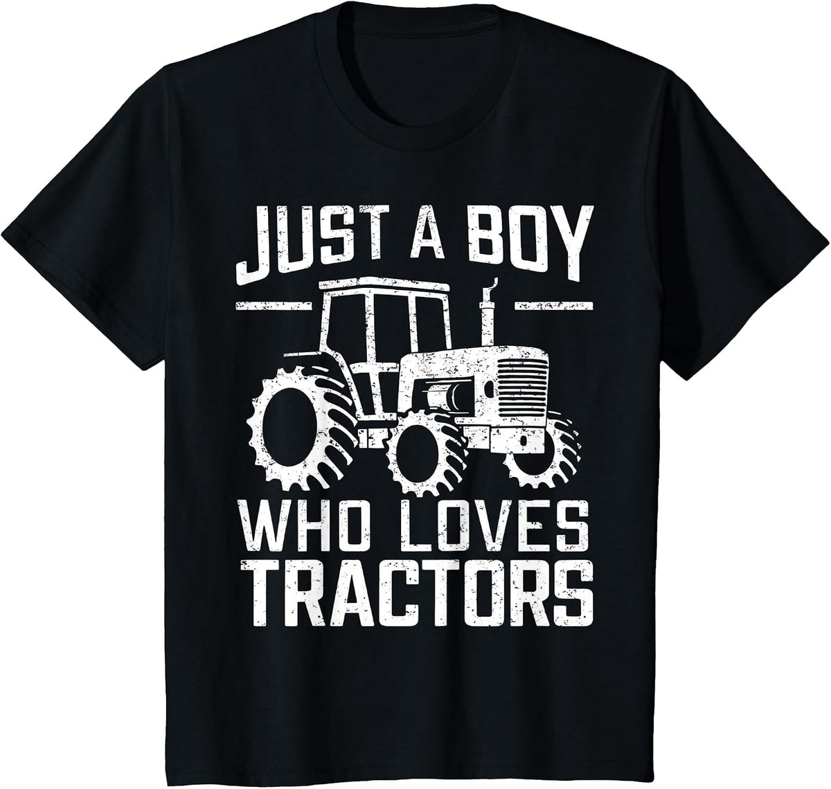 Just A Boy Who Loves Tractors Farmer Farm Lover T-Shirt - Black