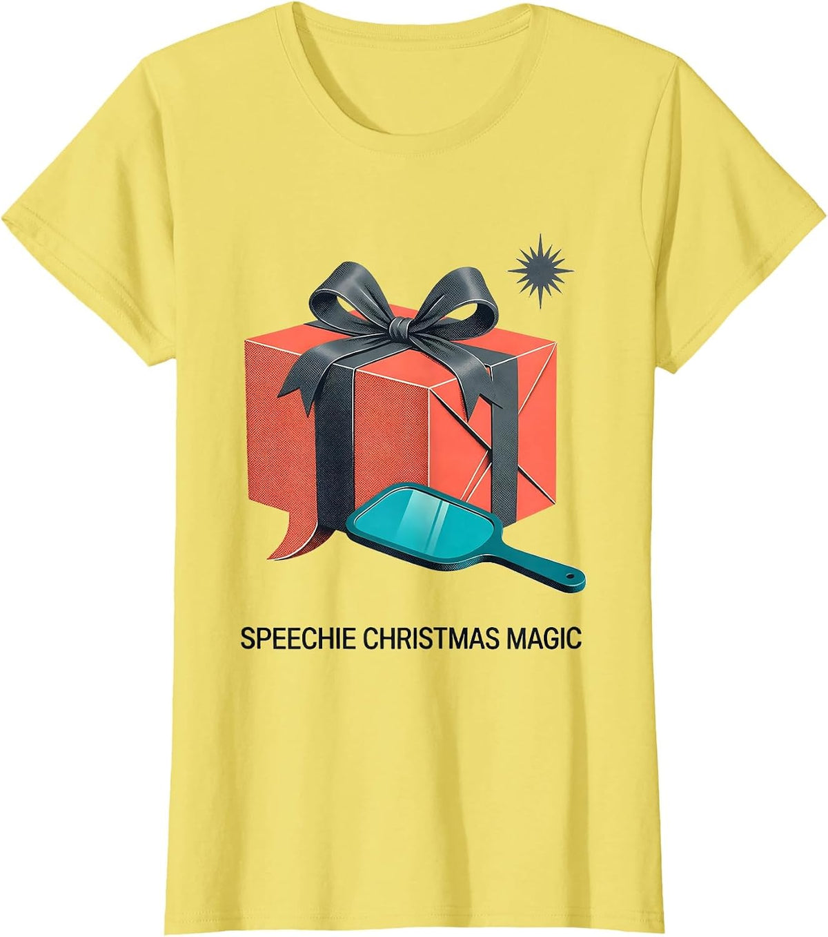 Speechie Christmas Magic Midcentury Modern SLP Holiday Humor T-Shirt - Lemon Yellow