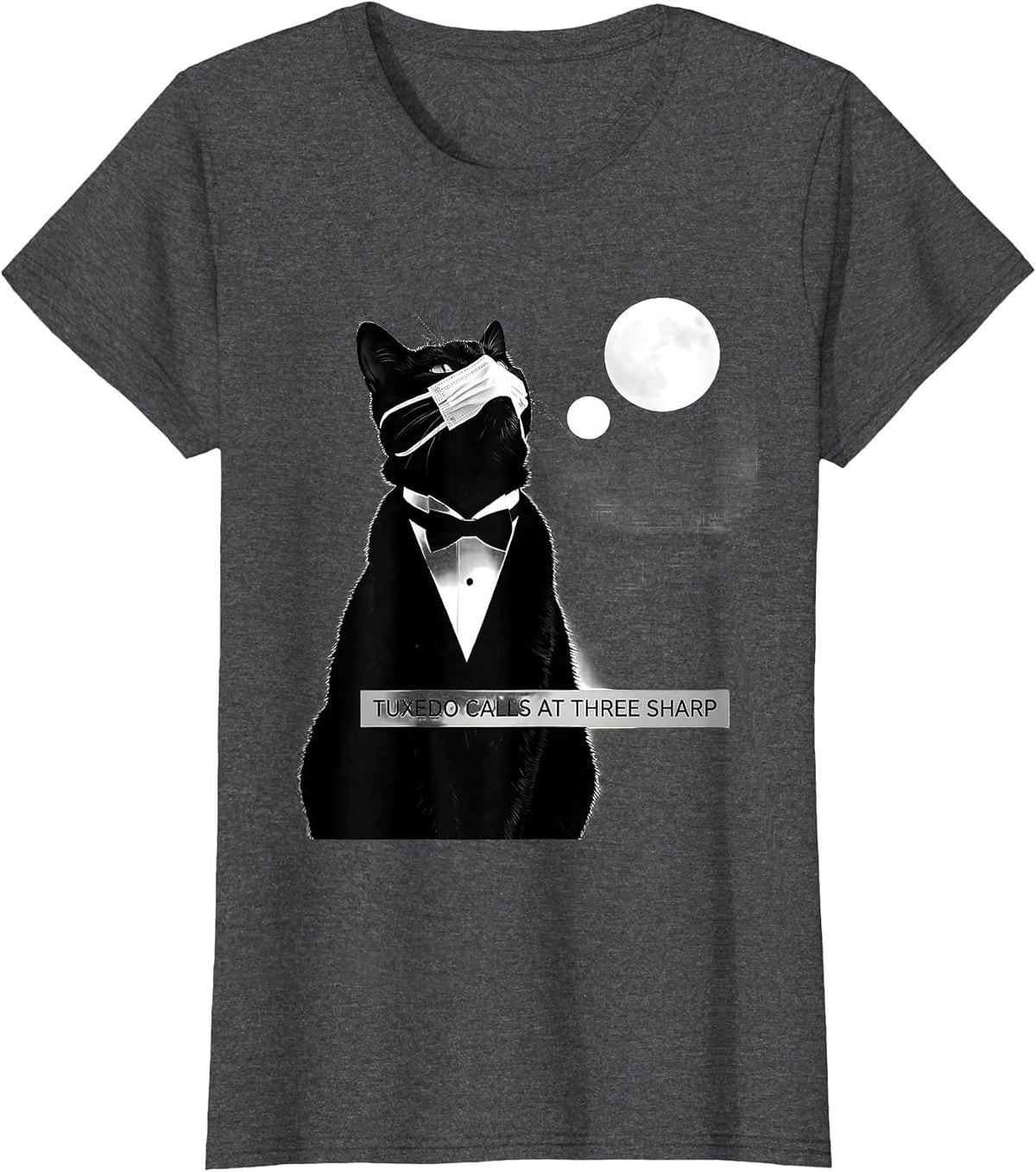 Women's Tuxedo Calls at Three Sharp 90's Retro Cat Owner T-Shirt - Dark Heather Grey