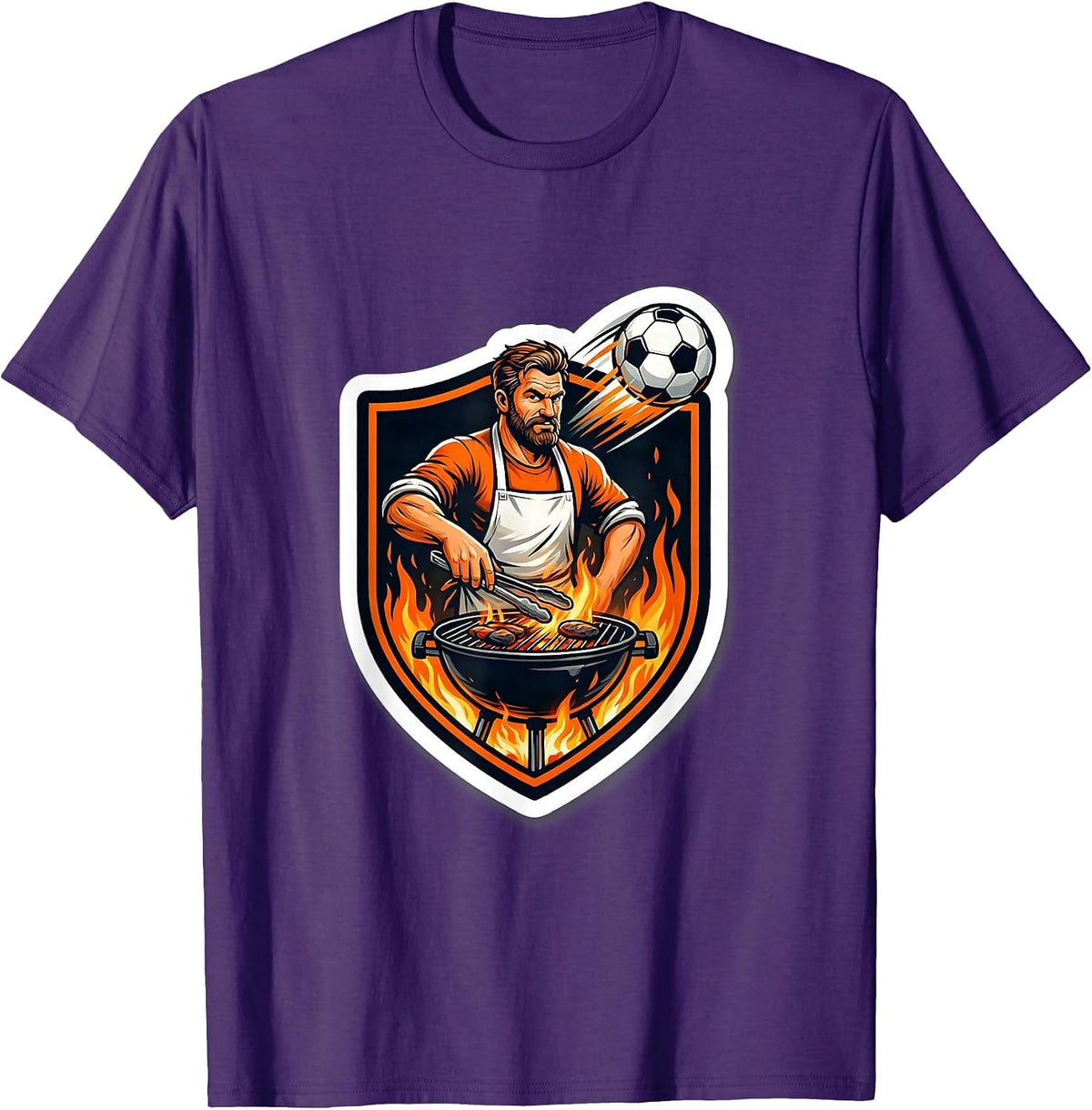 Men's Soccer Dad Grilling Backyard BBQ Graphic Tee T-Shirt - Purple