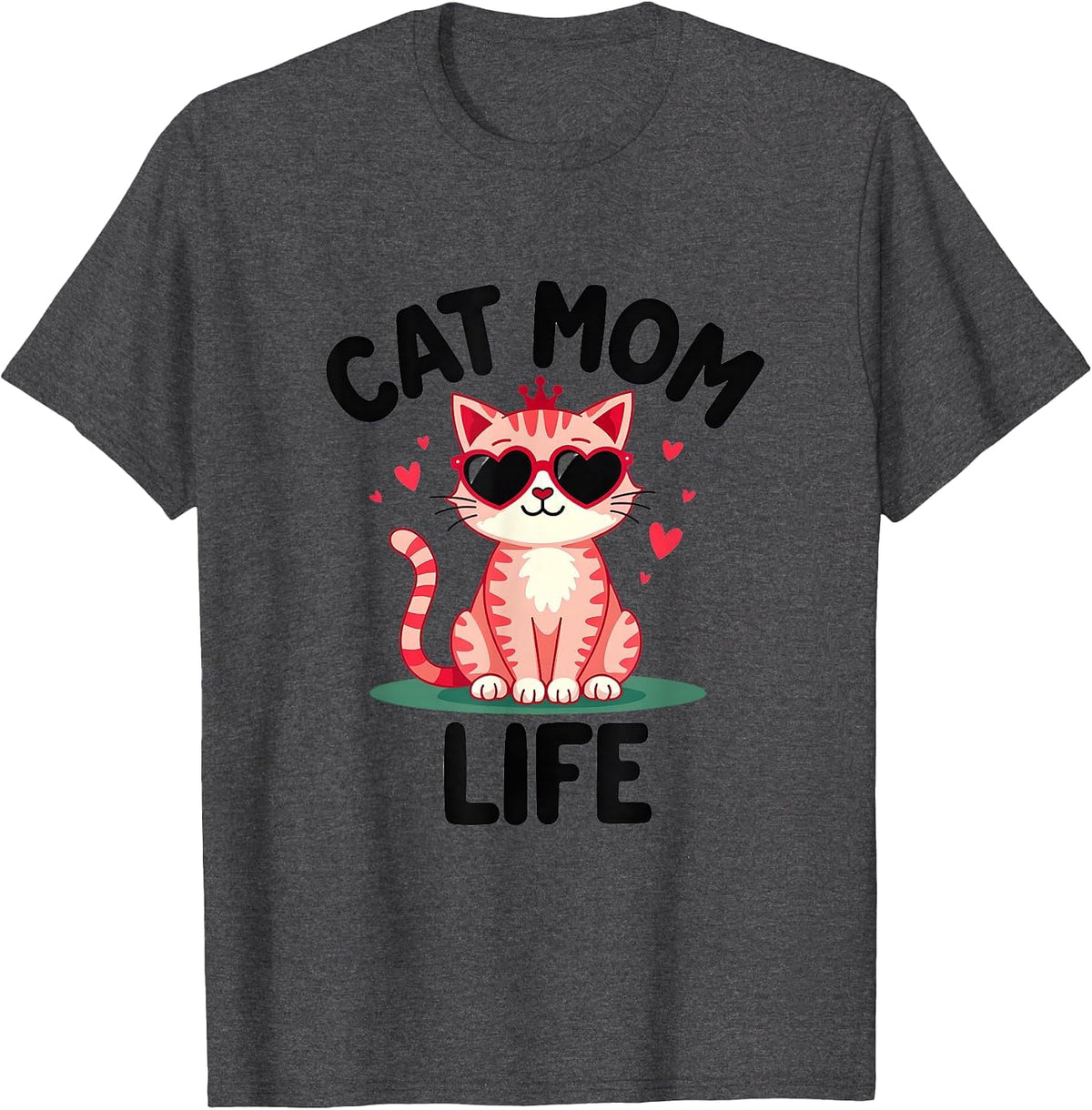 Cat Mom Life Proud Feline Parent Design T-Shirt - Dark Heather Grey