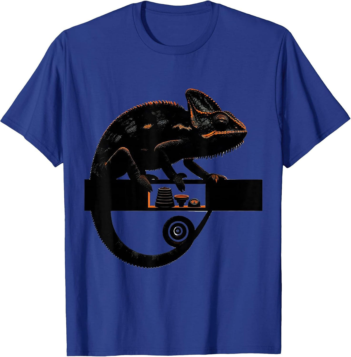 Men's Veiled Chameleon Brutalist Reptile Lover Gift T-Shirt - Royal Blue