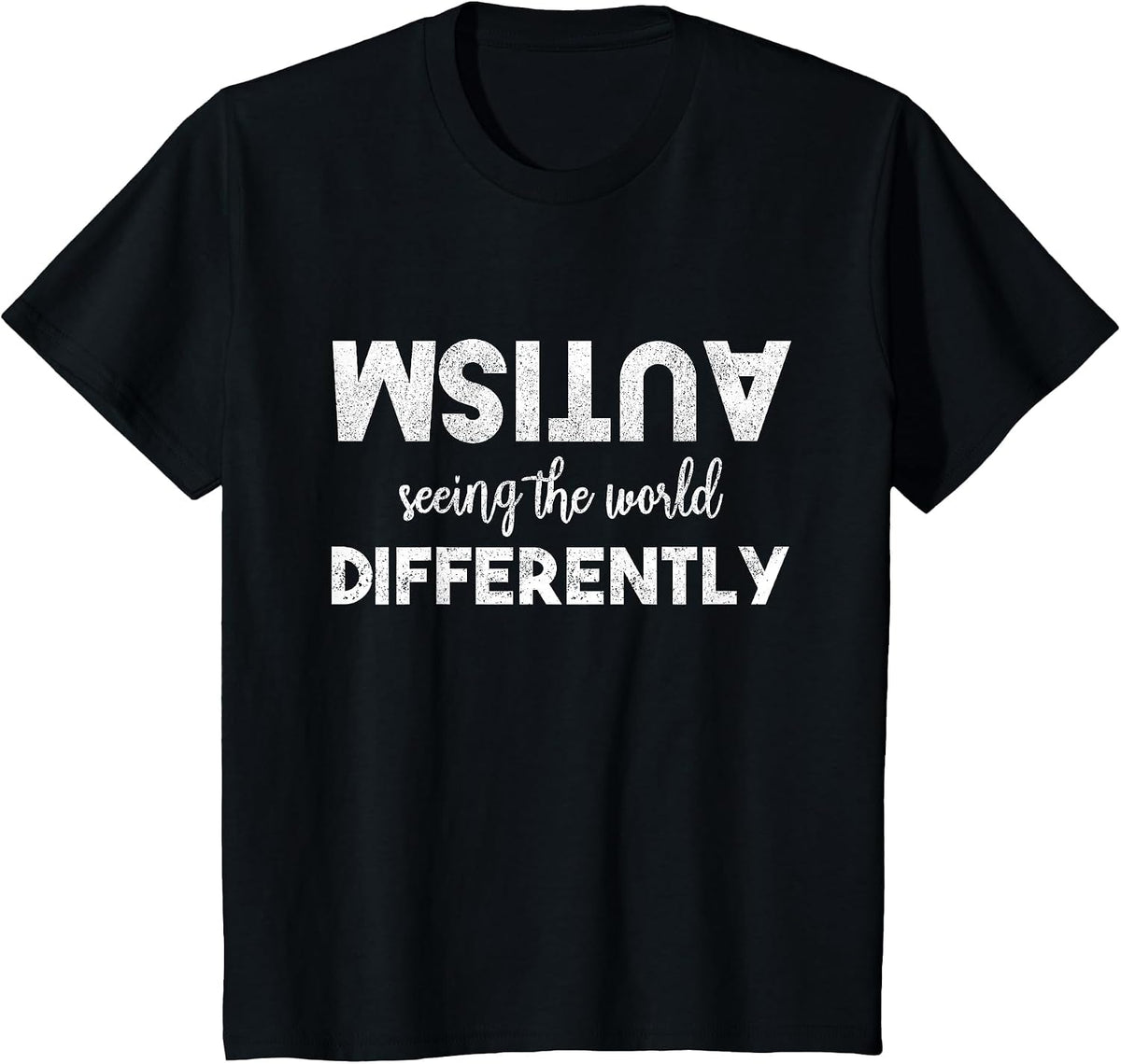 Autism Awareness Seeing The World Differently Autistic ASD T-Shirt - Black