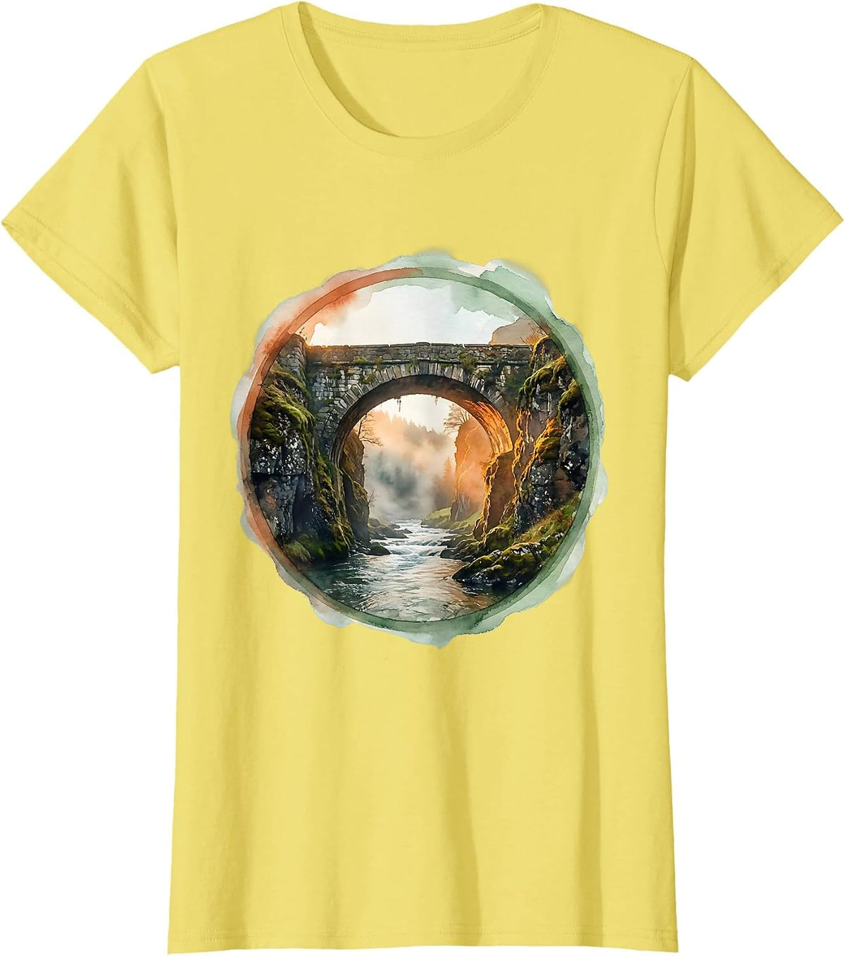 Women's Social Worker Bridge Graphic Illustration T-Shirt - Lemon Yellow