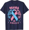 Mama of Angels Pregnancy Miscarriage Child Loss Pink Blue T-Shirt - Navy Blue
