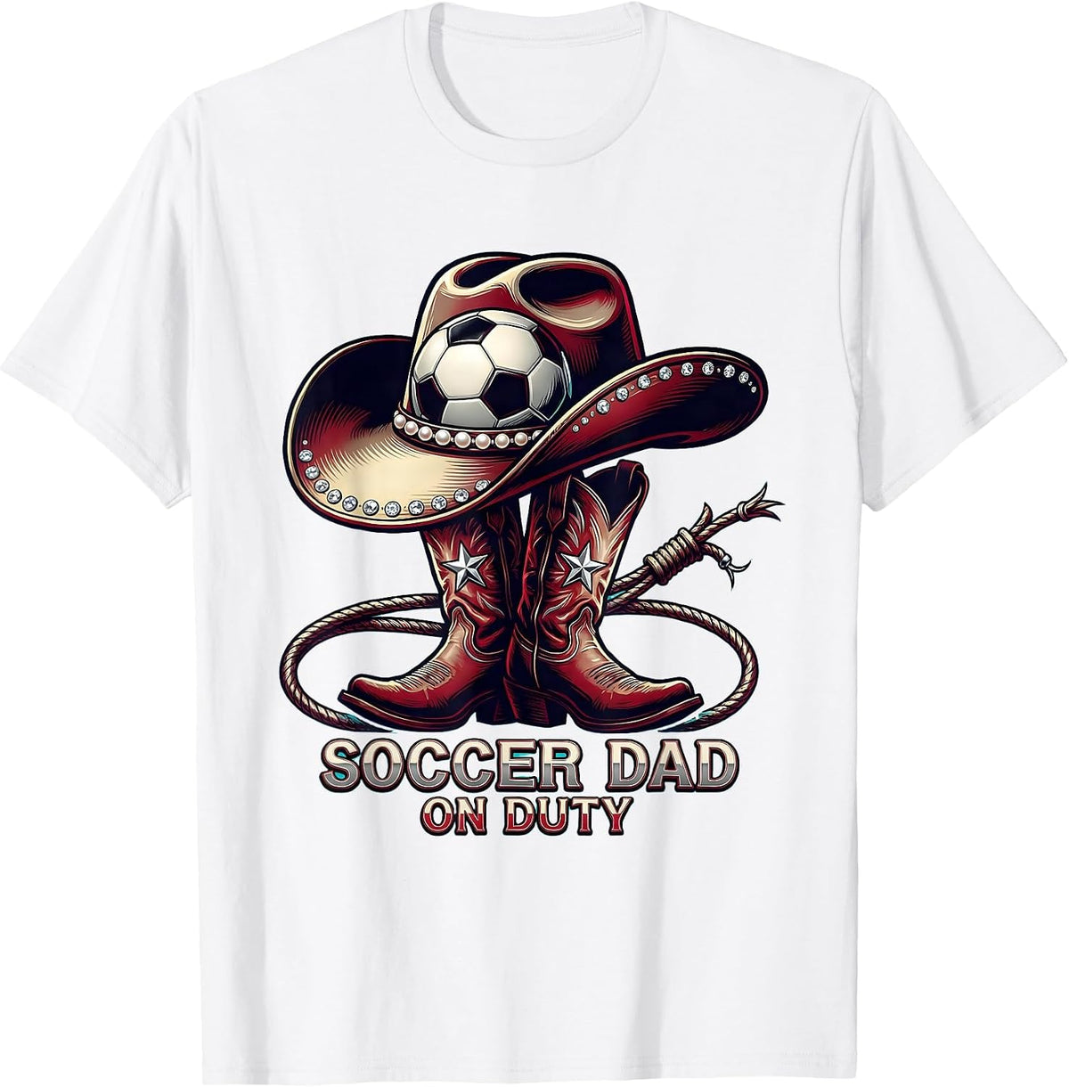 Men's Soccer Dad On Duty Graphic Design T-Shirt - White