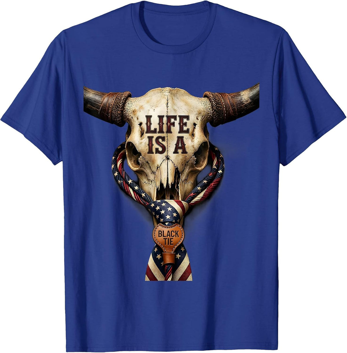 Life Is a Black Tie Tuxedo Graphic Design T-Shirt - Royal Blue