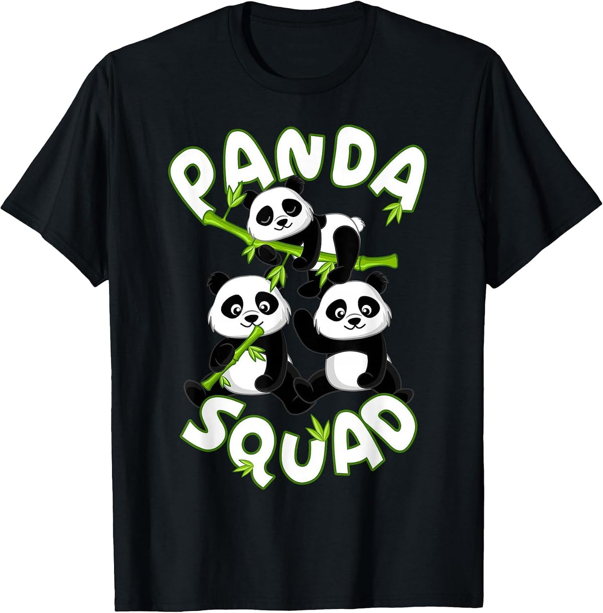 Cute Panda Family Graphic - Panda Squad T-Shirt - Black