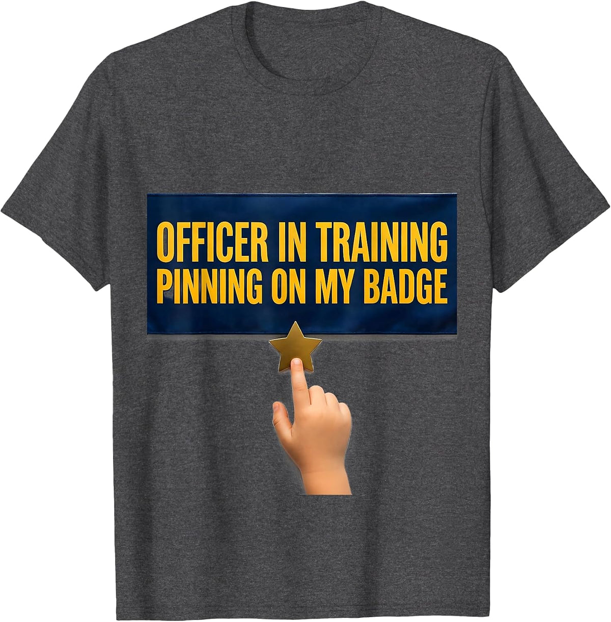 Officer In Training Pinning On My Badge Kids Police Officer T-Shirt - Dark Heather Grey