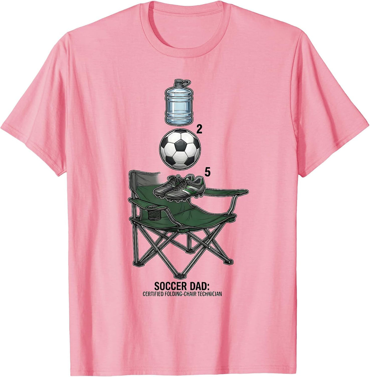 Men's Soccer Dad: Certified Folding-Chair Technician Dad T-Shirt - Pink