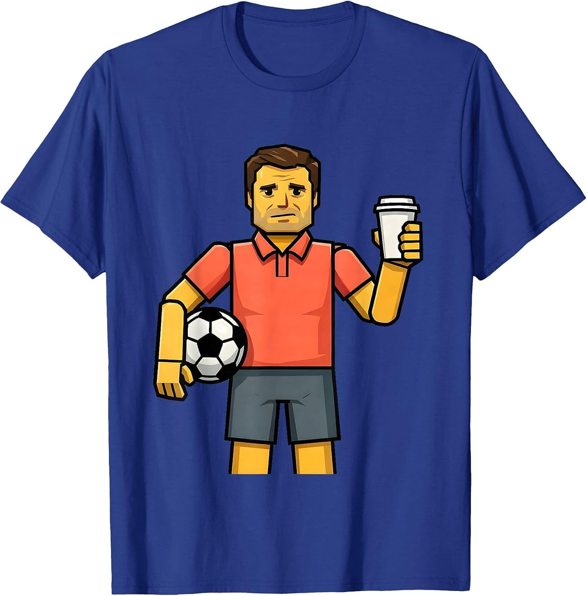 Soccer Dad Coffee Cup Illustration T-Shirt - Royal Blue