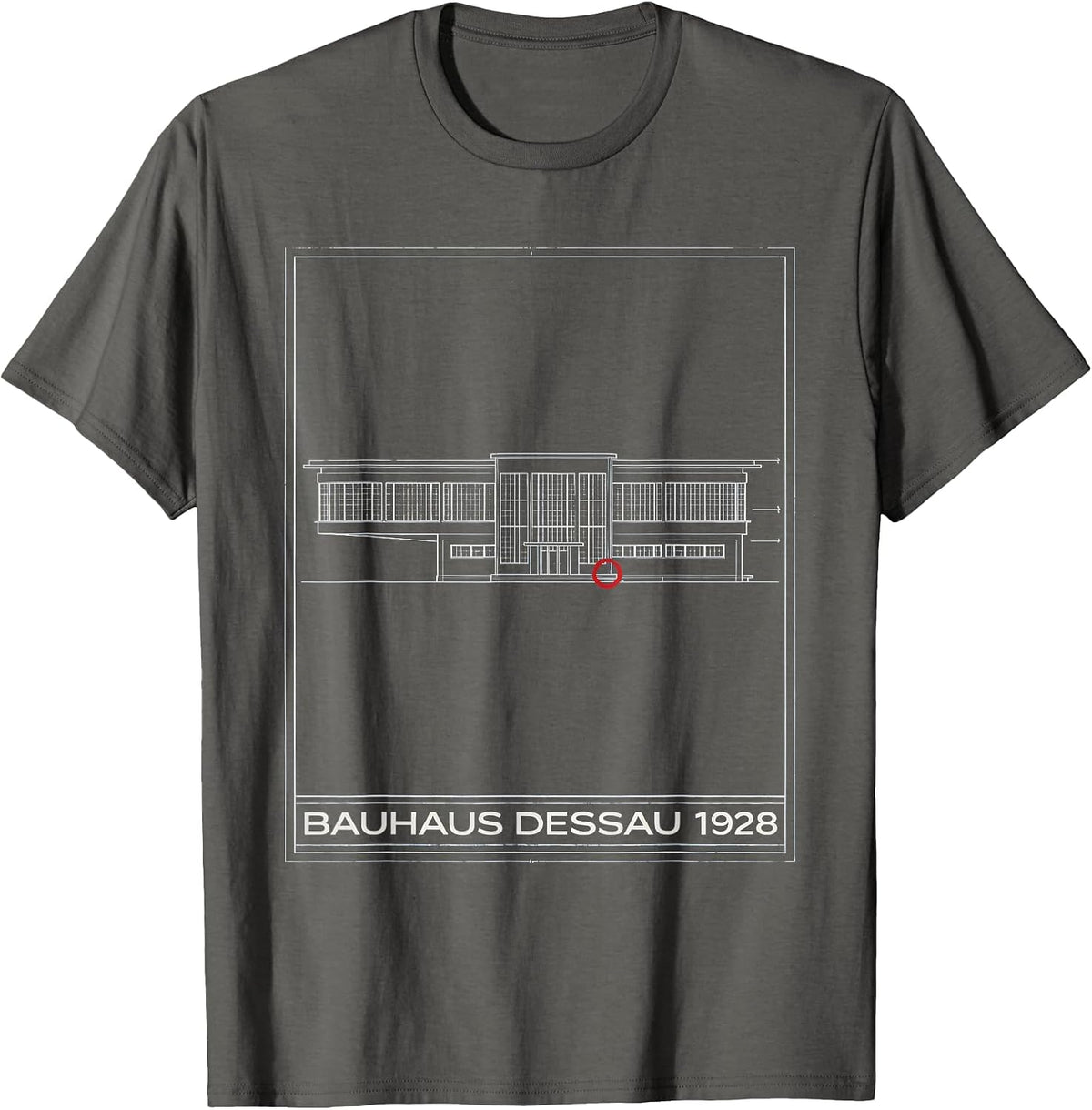 Bauhaus Dessau 1928 Technical Blueprint Art History T-Shirt - Asphalt Grey