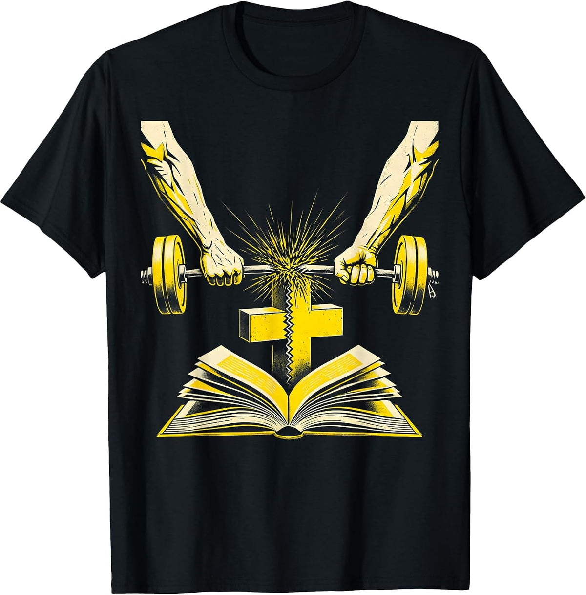 Men's Iron Sharpening Arms Christian Men Gym Workout T-Shirt - Black