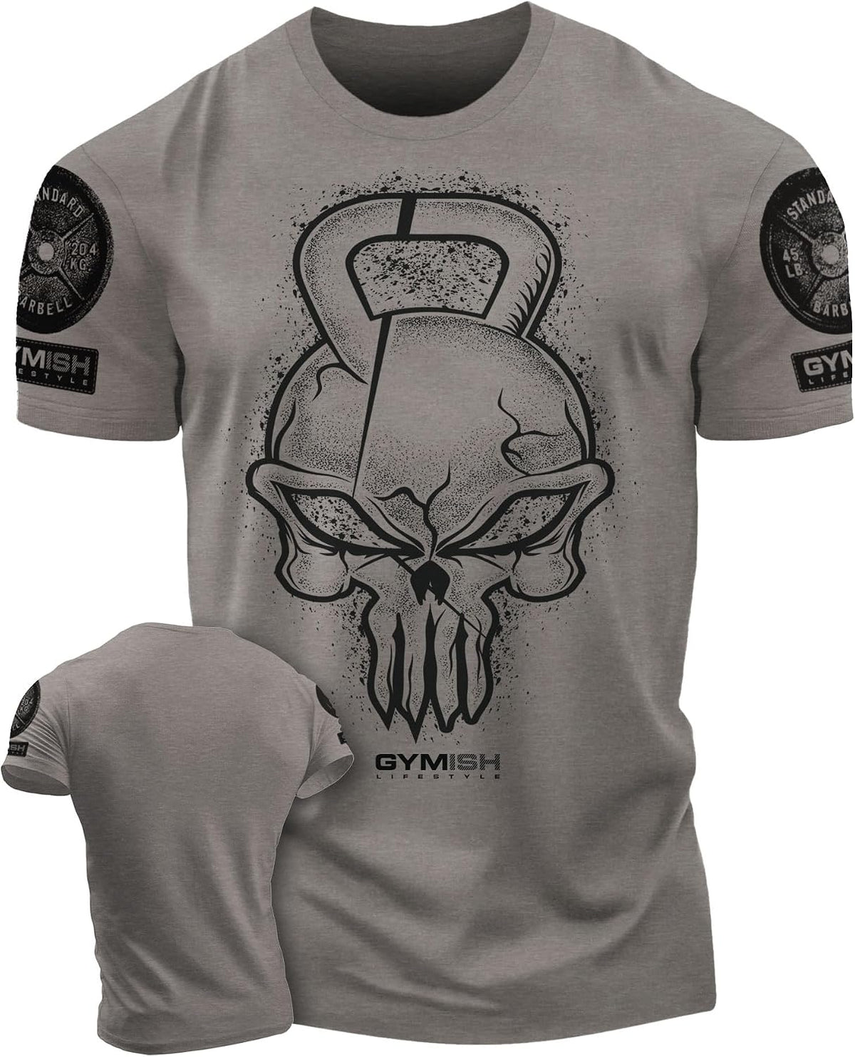 Gym Reaper Skull Graphic Shirt Men's Funny Gym Workout Motivation Tee - 3. Gym Reaper Warm Grey Branded