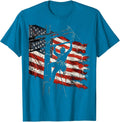 American Flag Lineman Silhouette Patriotic Design T-Shirt - Sapphire Blue