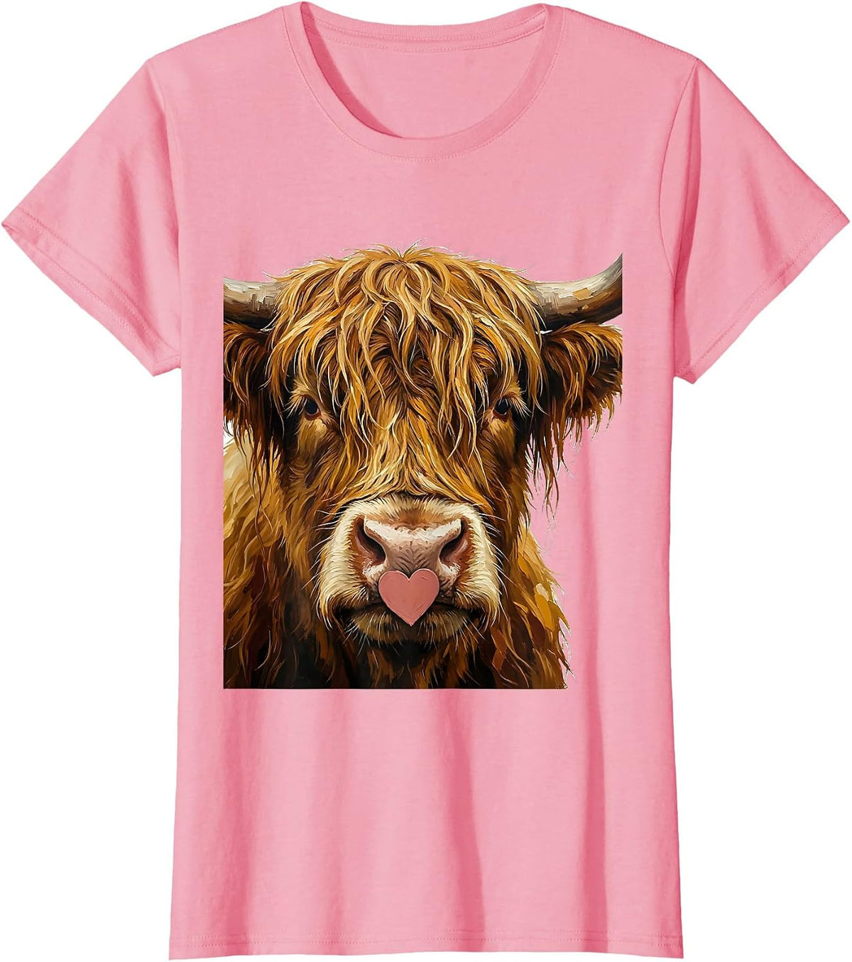 Women's Highland Cow Farm Animal Humor Funny Farm Lover T-Shirt - Pink