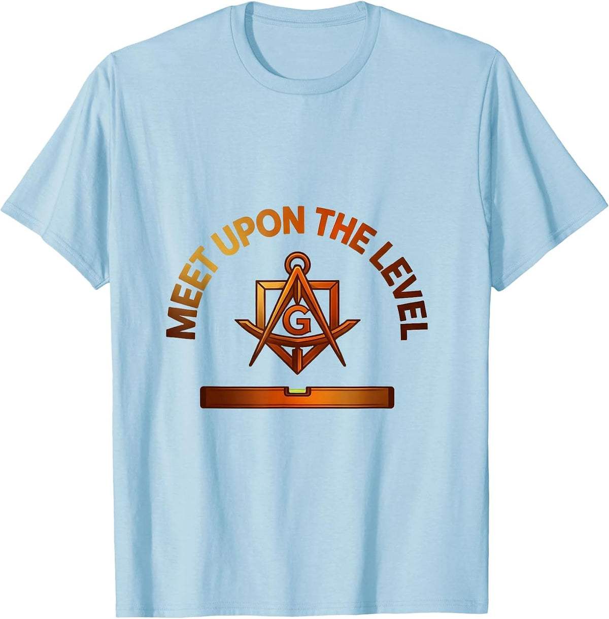 Men's Meet Upon The Level Freemason Square And Compass Fraternal T-Shirt - Baby Blue