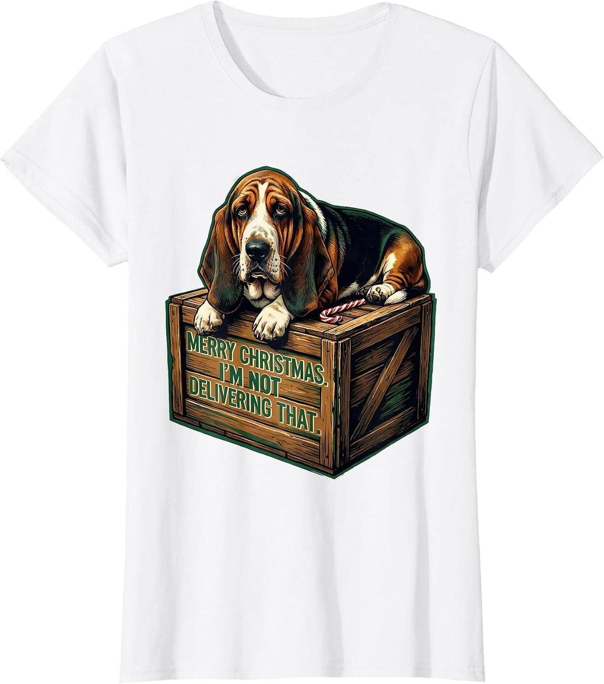 Merry Christmas I'm Not Delivering That Funny Basset Hound T-Shirt - White