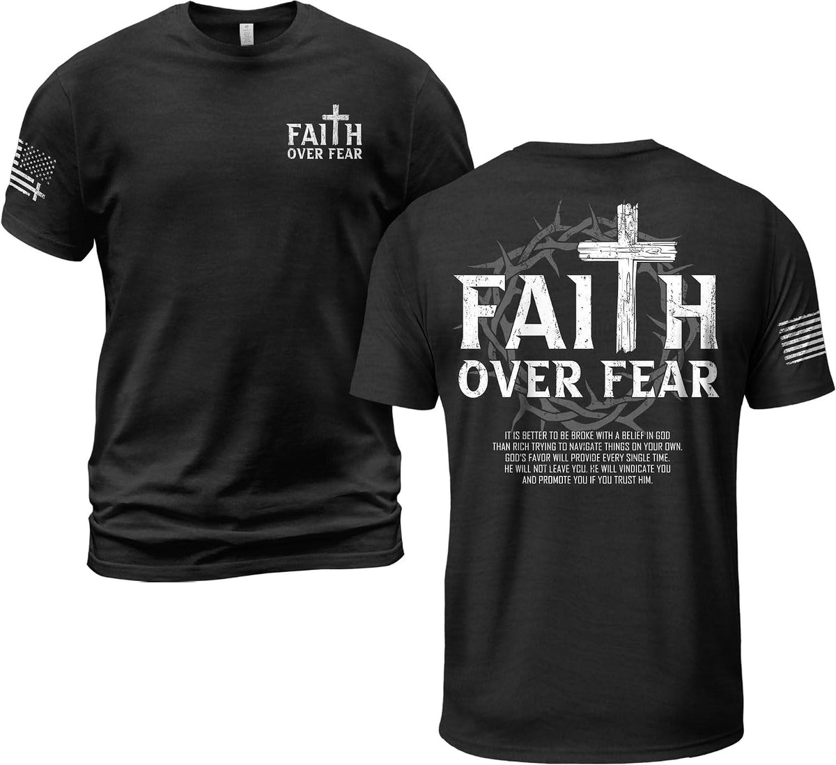Faith Over Fear Shirt, Faith Shirts Men, Jesus Tshirt - Ds03-black