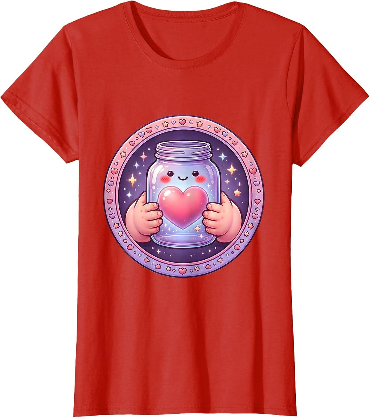 Women's I Love My Girlfriend Mason Jar Heart Graphic T-Shirt - Red