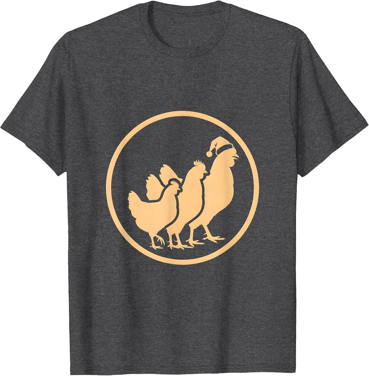 Men's Chicken Santa Hat Badge Christmas Chicken Lover Humor T-Shirt - Dark Heather Grey