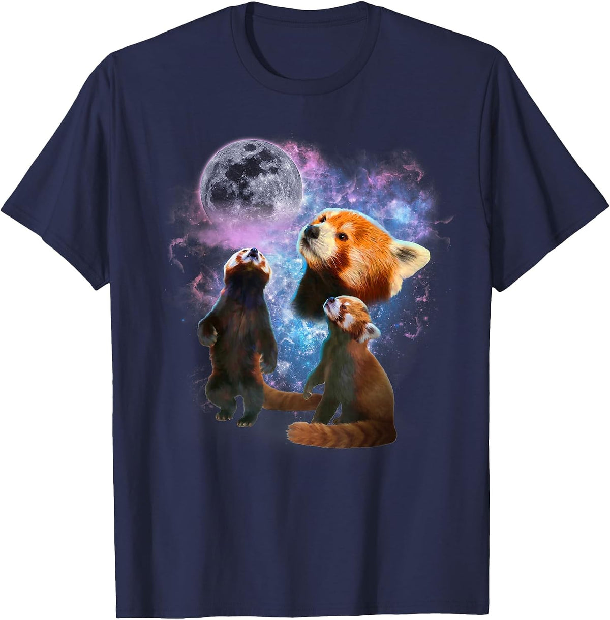 Howling at the Moon Red Panda Shirt - Red Panda T-Shirt - Navy Blue