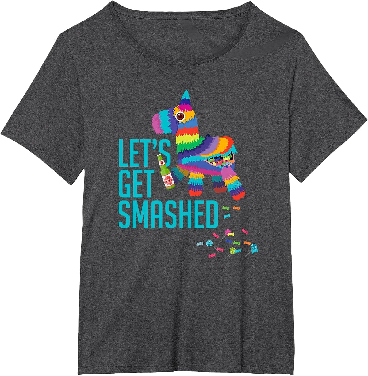 Cinco de Mayo Party Outfits: Let's Get Smashed Pinata T-Shirt - Dark Heather Grey