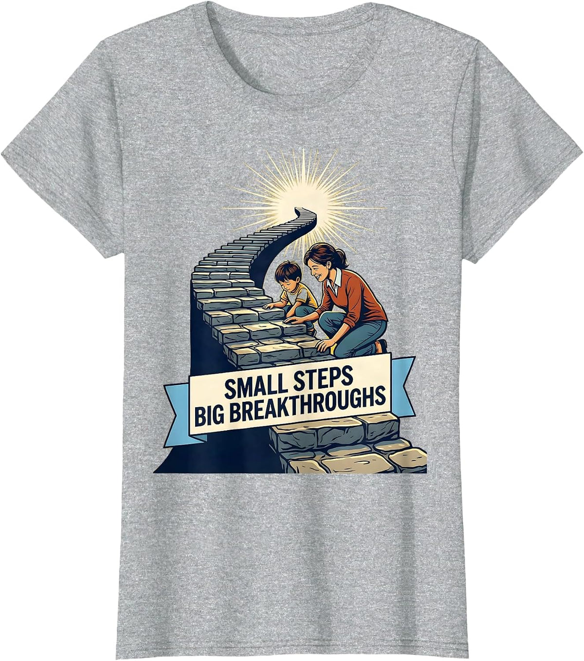 Small Steps Big Breakthroughs Sped Teacher Design T-Shirt - Heather Grey