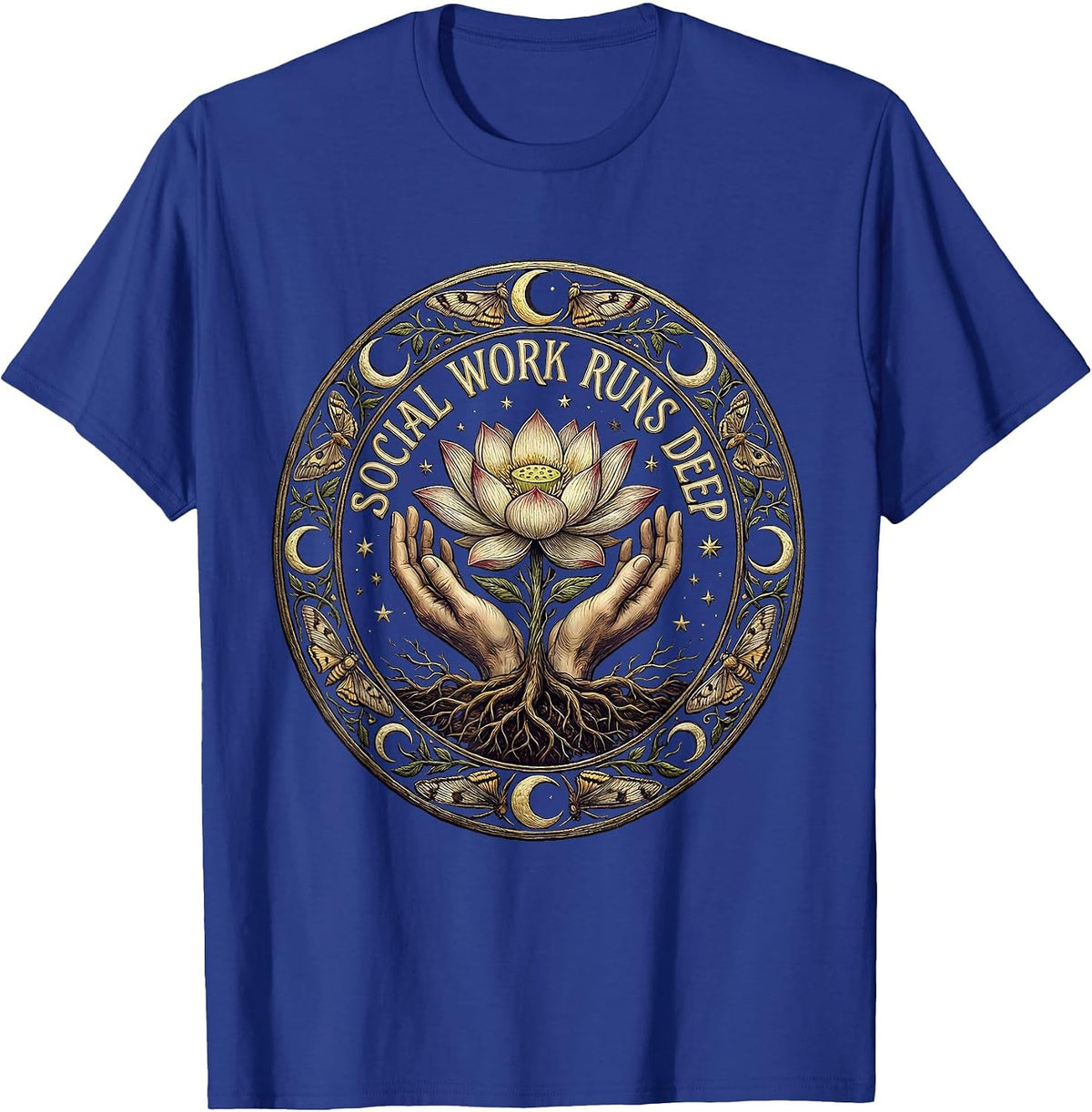 Men's Social Work Runs Deep Social Worker Design T-Shirt - Royal Blue