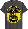 Men's Head Tractor Driver Age 3 Toddler Boy Birthday Tractor Lover T-Shirt - Dark Heather Grey