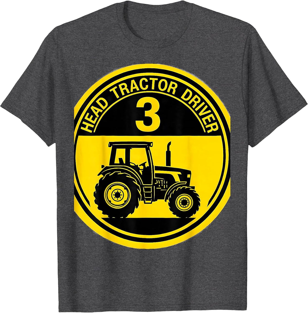 Men's Head Tractor Driver Age 3 Toddler Boy Birthday Tractor Lover T-Shirt - Dark Heather Grey