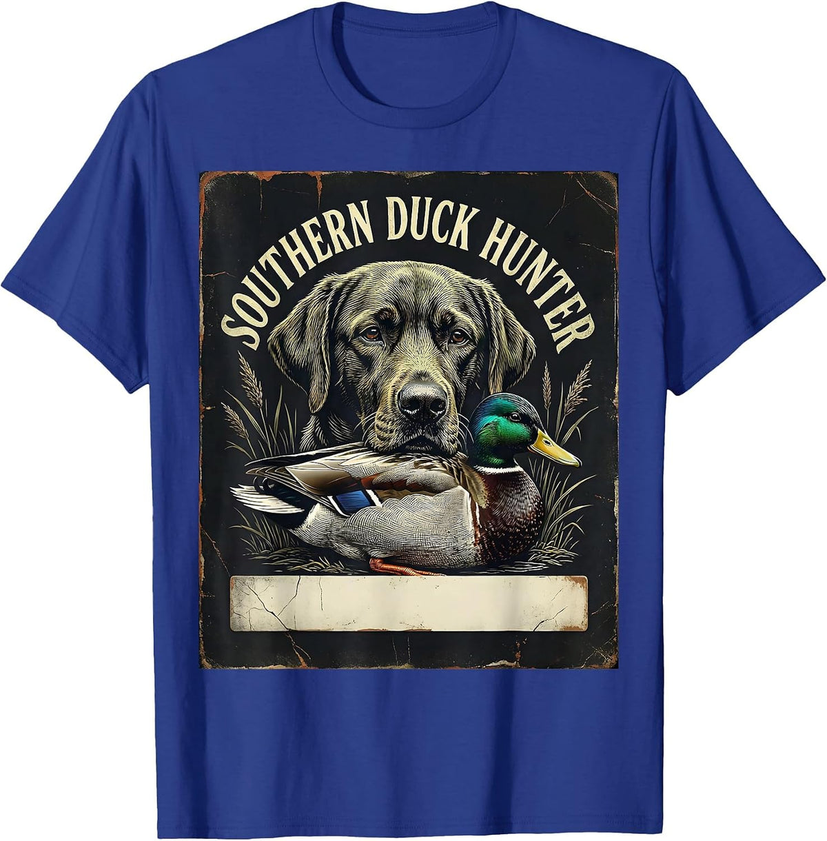 Men's Southern Duck Hunter Distressed Labrador Hunting Dog Vintage T-Shirt - Royal Blue