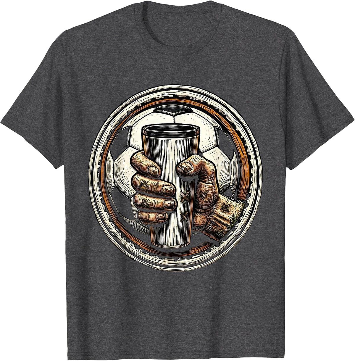 Soccer Dad Grass-Stained Coffee Mug Graphic T-Shirt - Dark Heather Grey