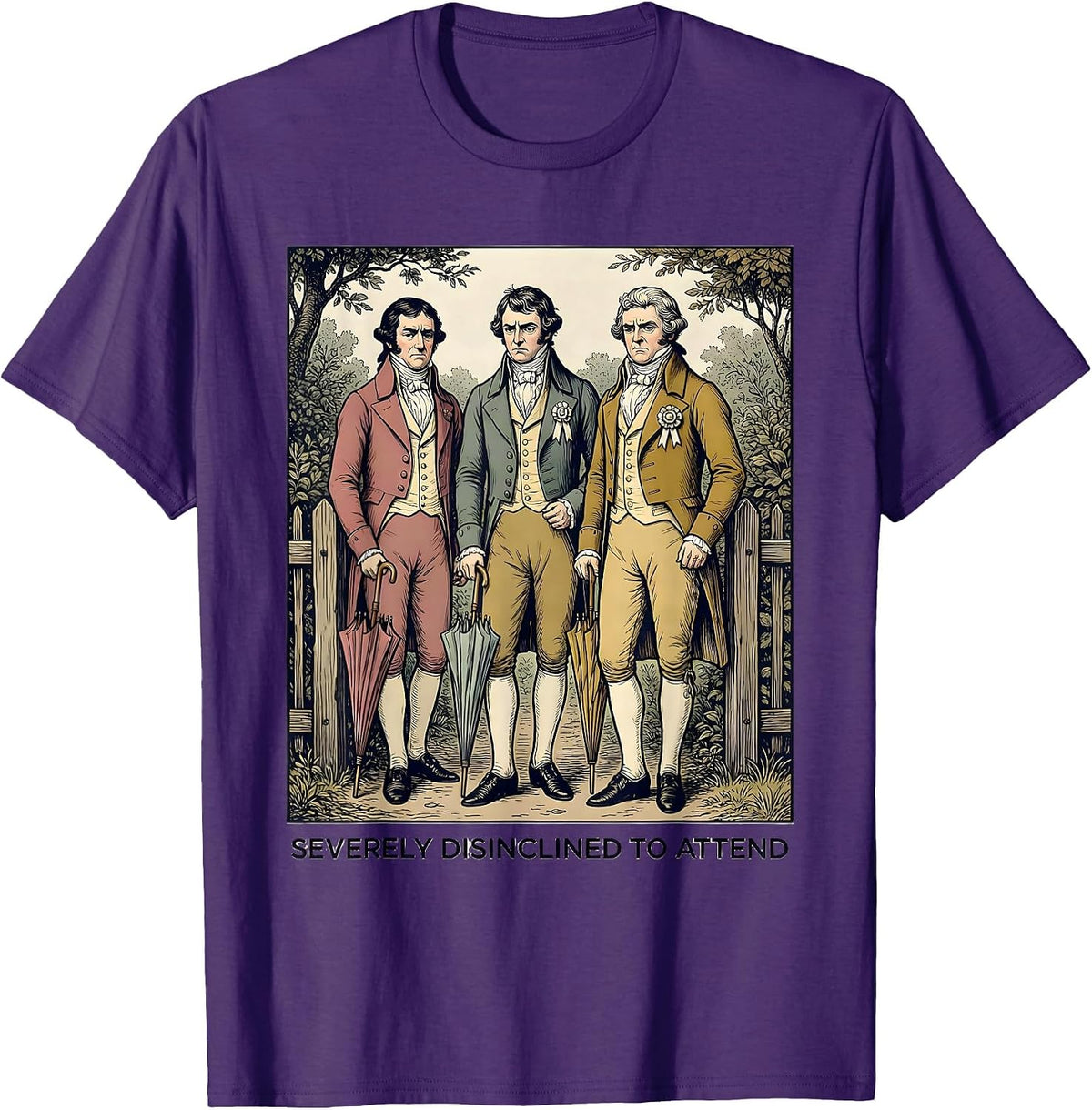 Severely Disinclined To Attend Witty Jane Austen Classic T-Shirt - Purple