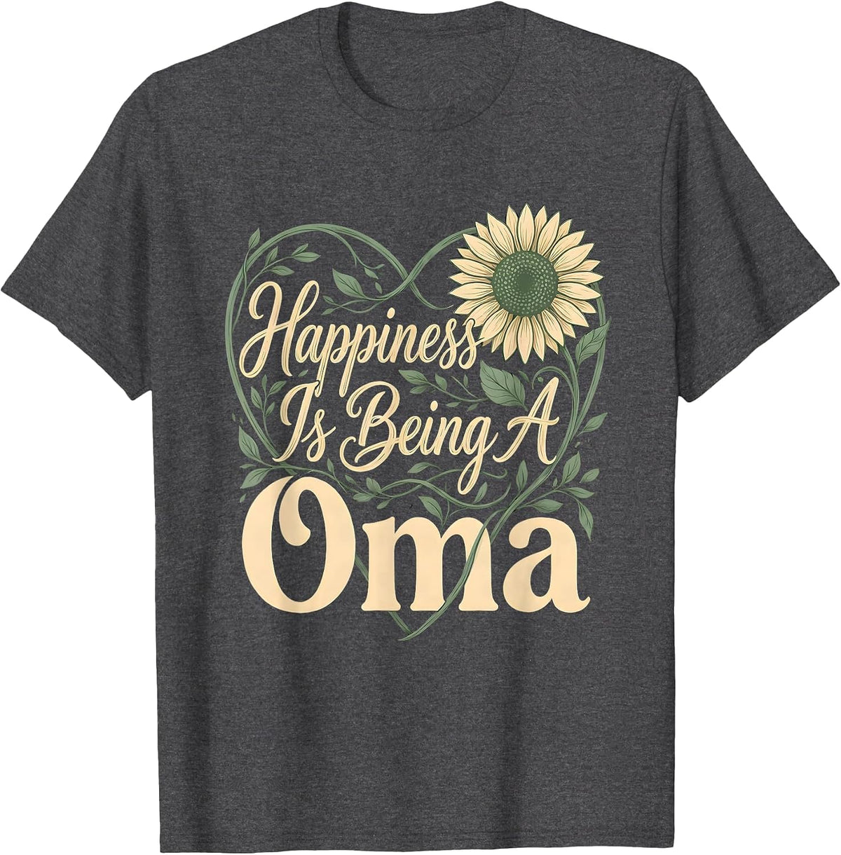 Men's Happiness Is Being A Oma Boho Sunflower Grandma Mother's Day T-Shirt - Dark Heather Grey