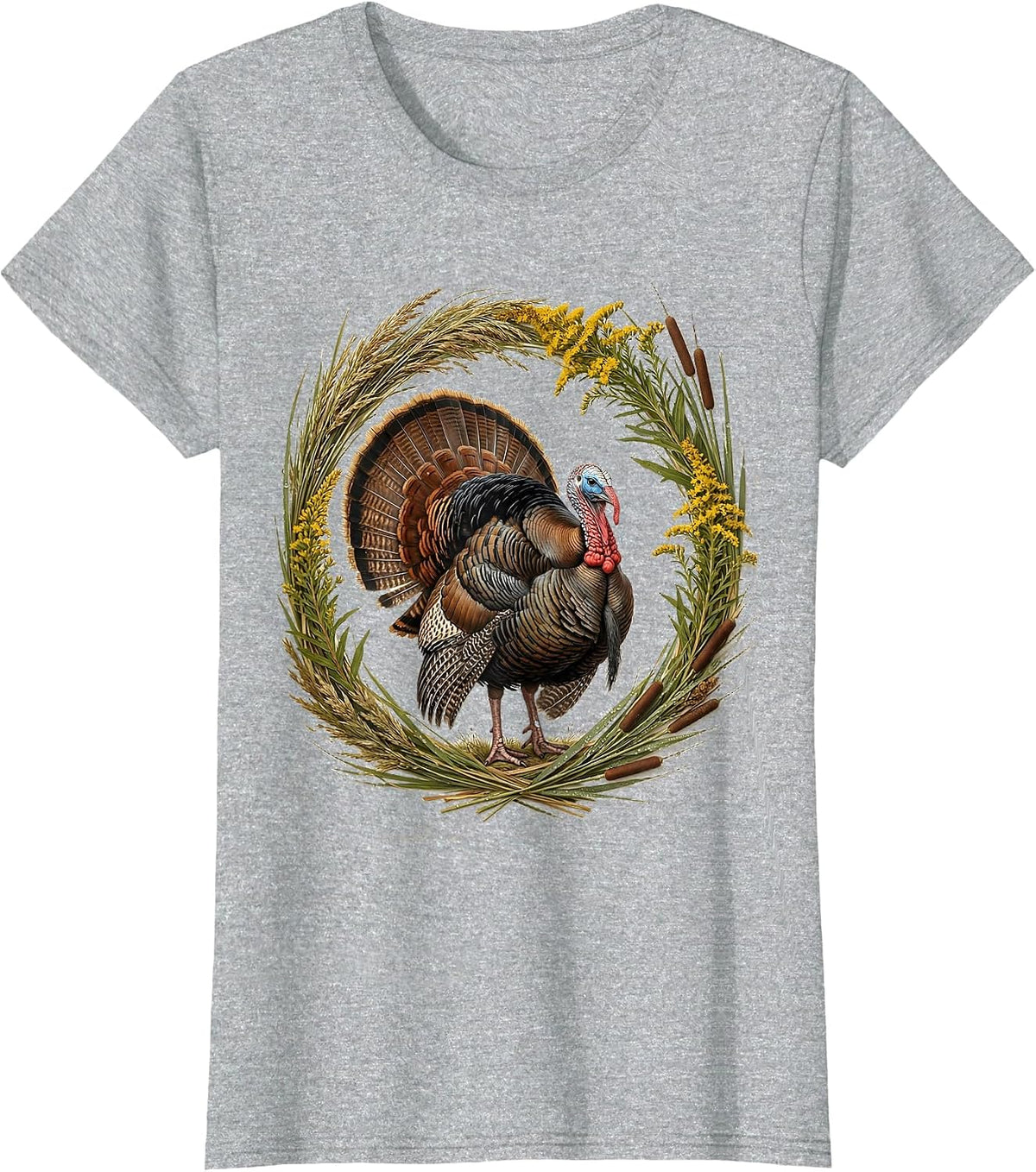 Women's Turkey Strutting Through Misty Morning Field T-Shirt - Heather Grey