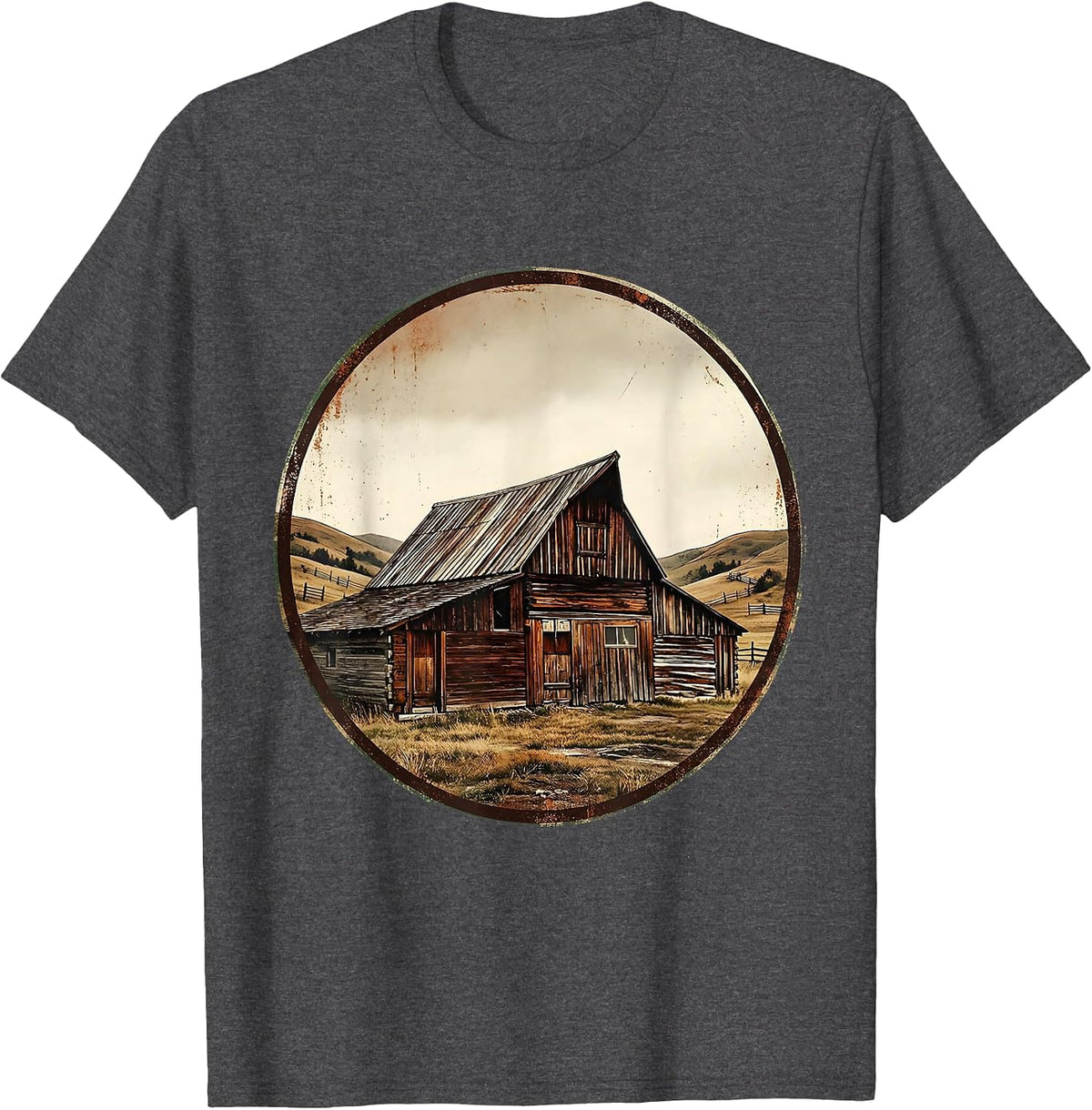 Men's Weathered Barn Rolling Hills Country Graphic T-Shirt - Dark Heather Grey