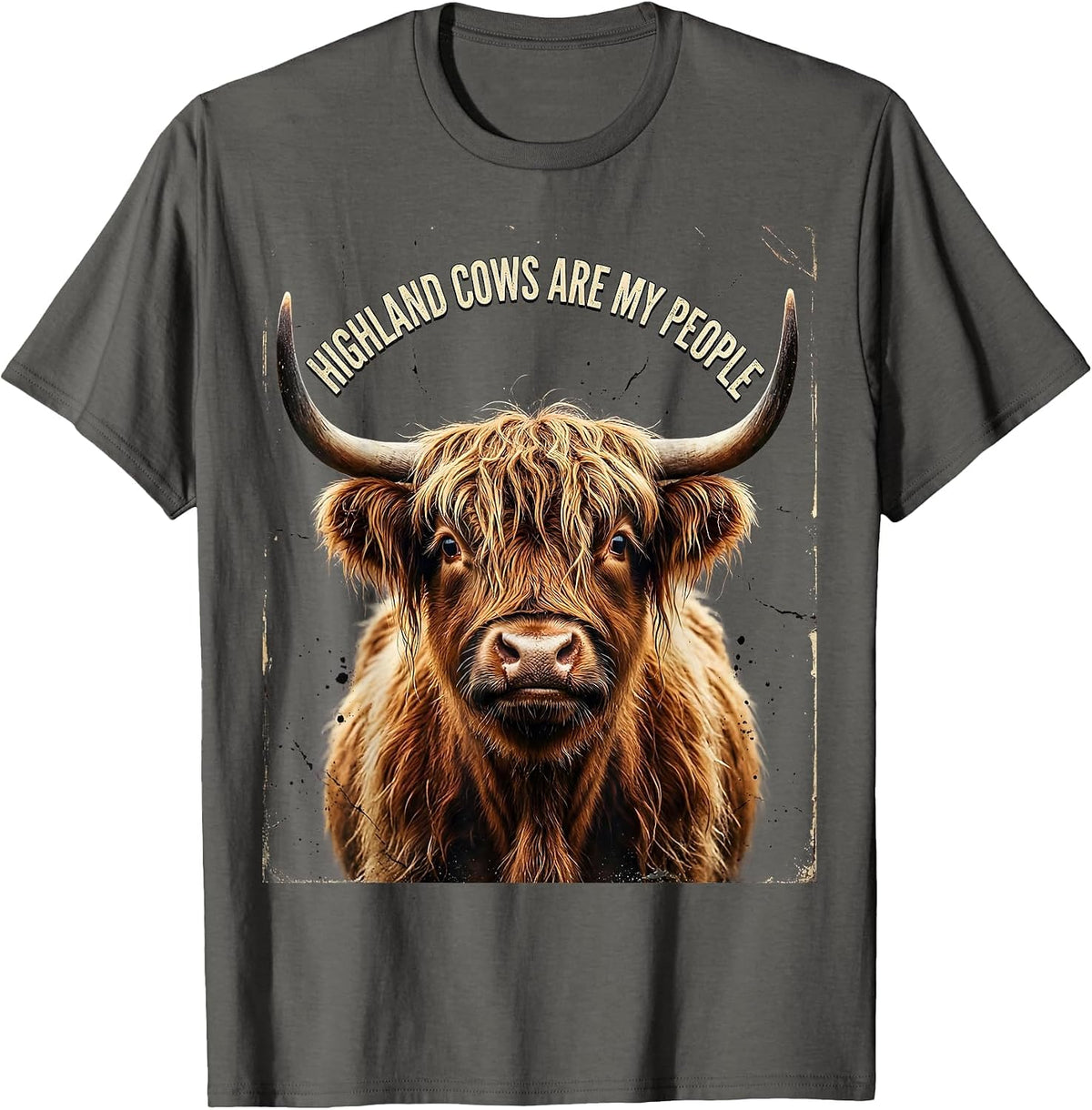 Men's Highland Cows Are My People Funny Cow Design T-Shirt - Asphalt Grey