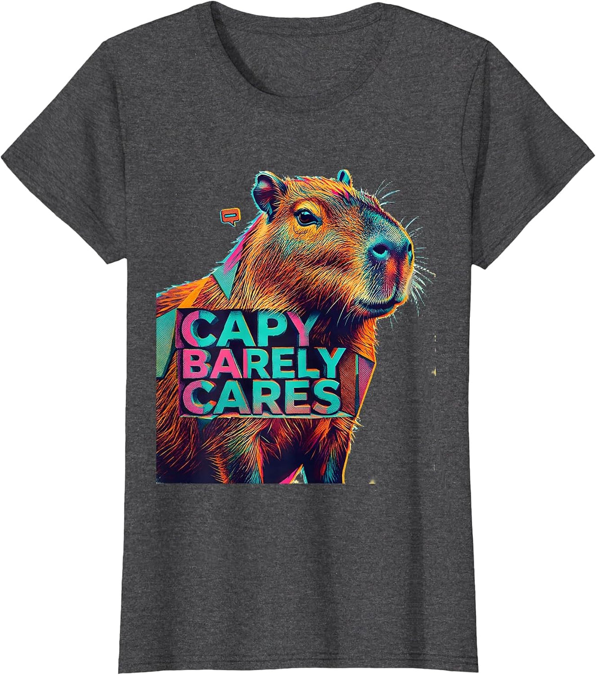 Women's Capy Barely Cares Funny Animal Meme Capybara Humor T-Shirt - Dark Heather Grey