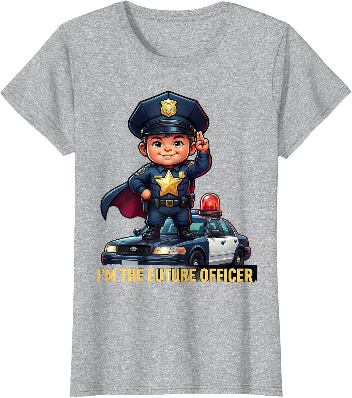 I'm The Future Officer Cartoon Toddler Police Officer T-Shirt - Heather Grey