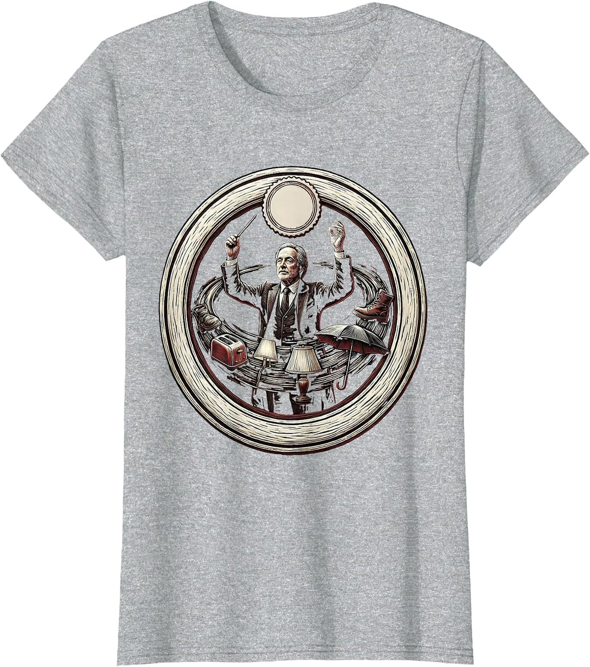 Women's Serene Conductor Chaos Coordinator Deadpan Humor T-Shirt - Heather Grey