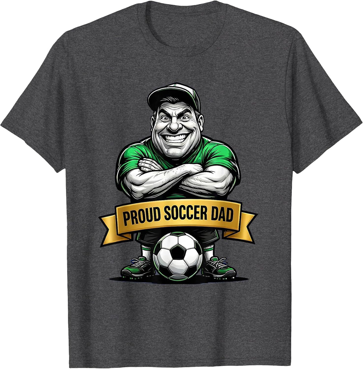 Men's Proud Soccer Dad Graphic Design T-Shirt - Dark Heather Grey