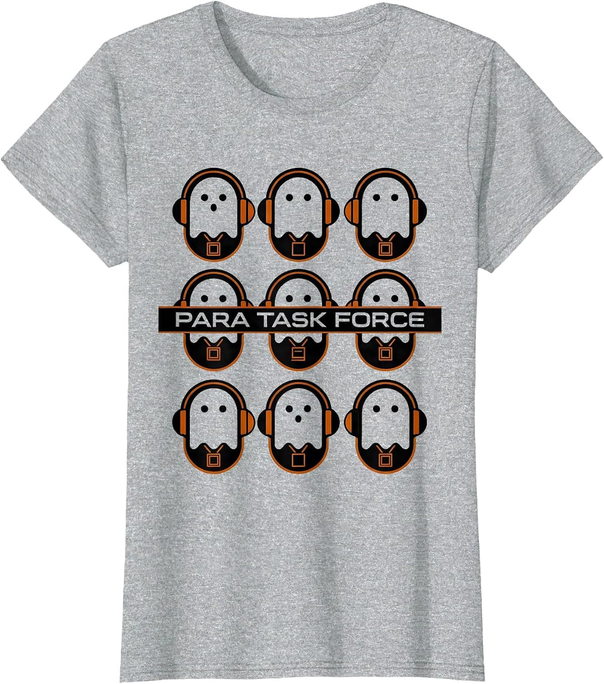 Women's Para Task Force Geometric Ghost Para Paraeducator Halloween T-Shirt - Heather Grey