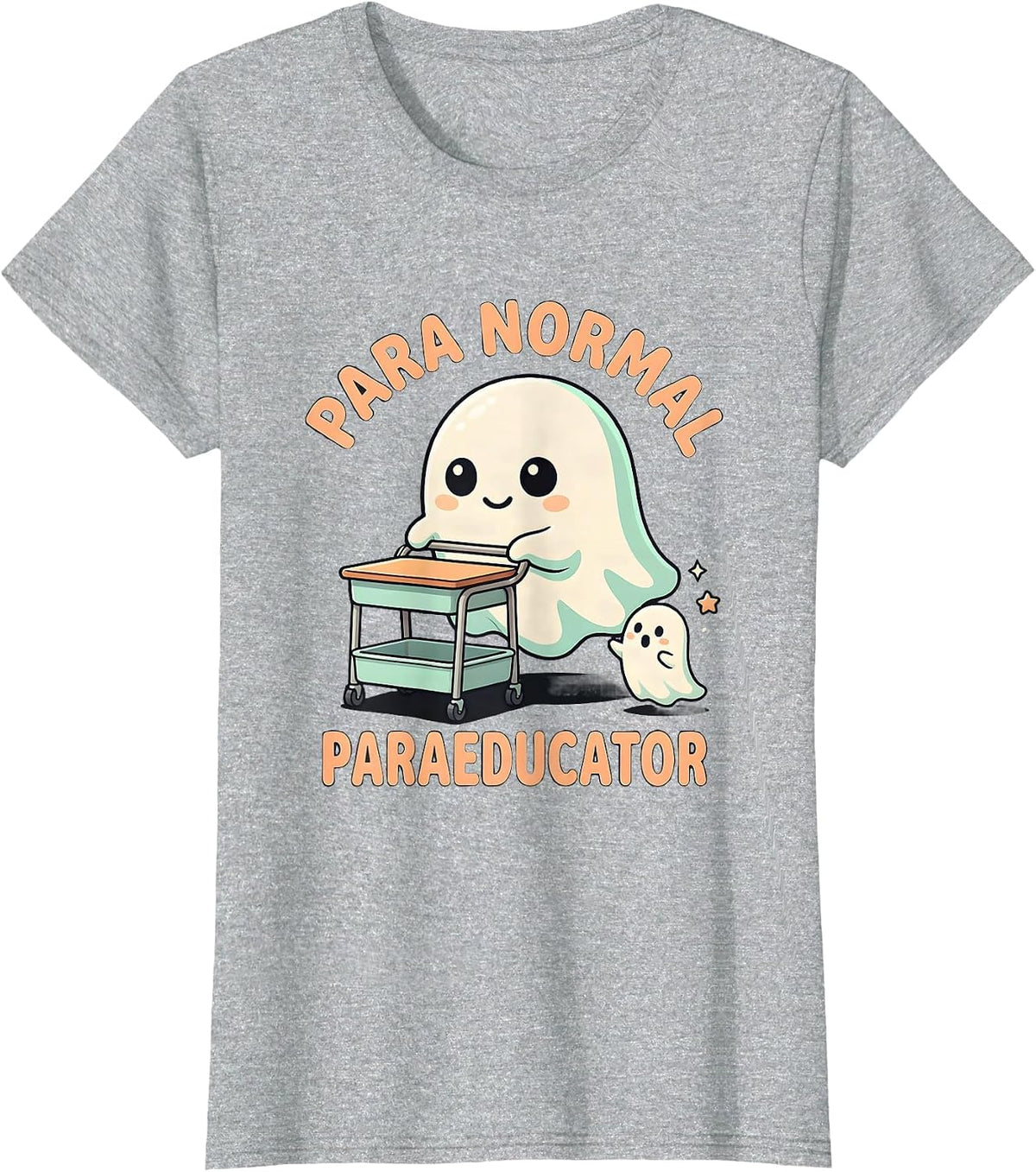 Para Normal Paraeducator Cute Kawaii Ghost Halloween T-Shirt - Heather Grey
